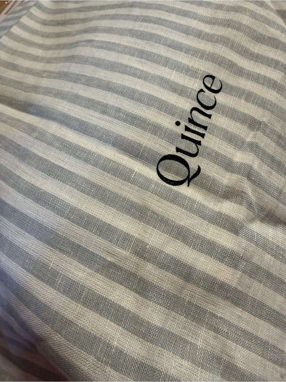 New Mist Striped European Linen Twin Duvet Set - Retail $164